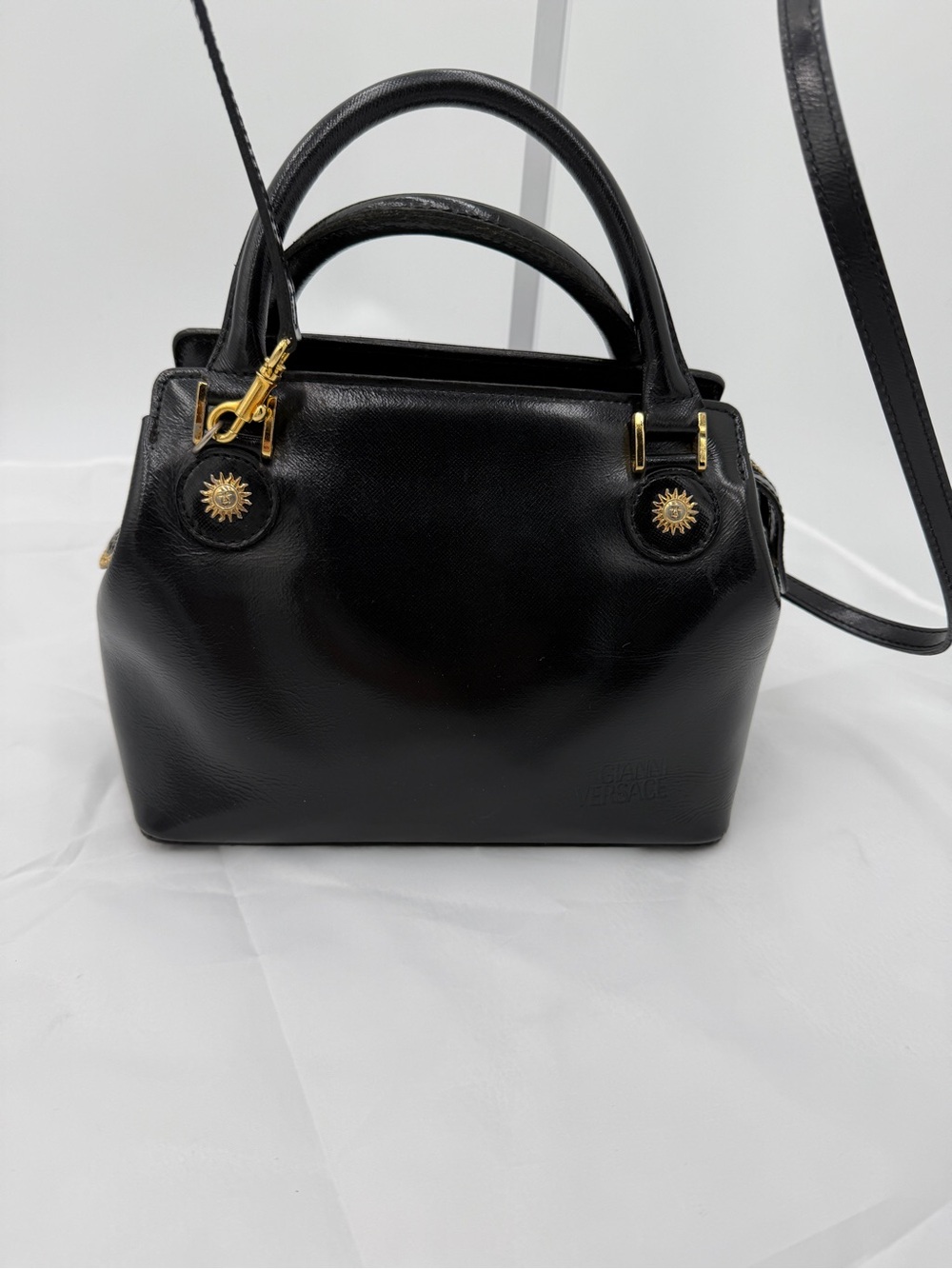 Vintage Gianni Versace Sunburst Leather 2-Way Handbag (With COA)